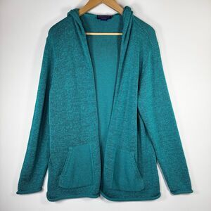 Pendleton Cardigan Sweater Women XL Petite Green Hoodie Knit Long Sleeve Pockets